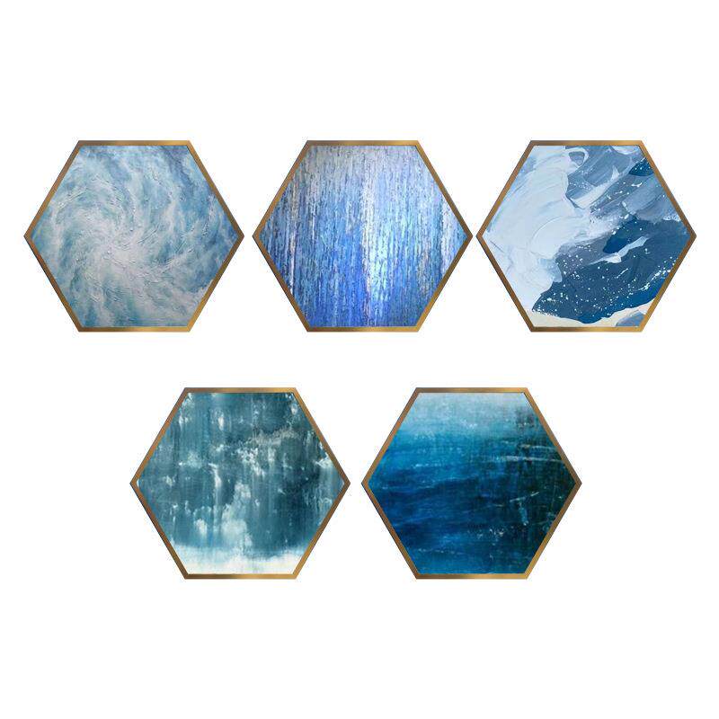 现代简约客厅装饰画沙发背景墙异形挂画多边形三联画餐厅实物画