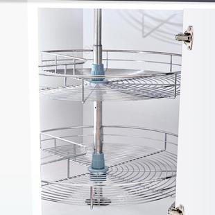 厨房储物270度旋转储物篮双层滚动转盘置物架地柜式 锅具拉篮