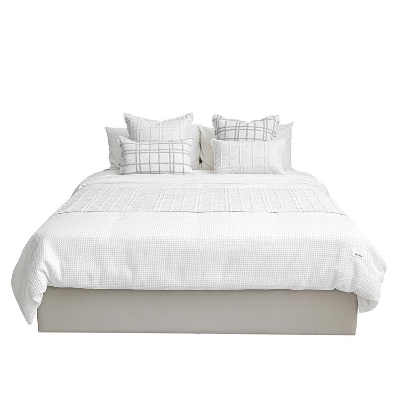 侘格寂风简垫约棉麻子流苏靠枕搭毯样板QXA间民床宿床旗床尾巾上