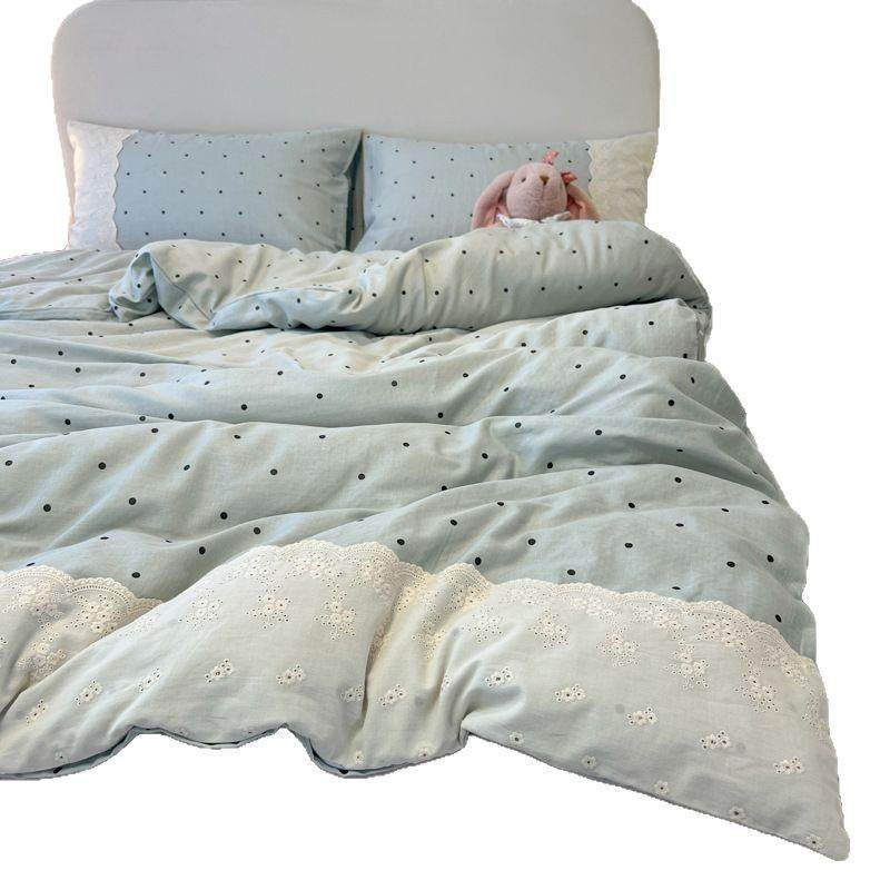 新款清新皱皱纱水洗棉复古花边床单四件套学生宿舍三件套床上用品,床上用品,床品套件/四件套/多件套,淘宝优惠券,粉丝福利购,淘宝优惠卷