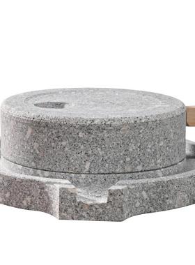 天然石磨磨盘家用小磨手工磨豆浆石头小磨盘非电动石磨复古小石磨