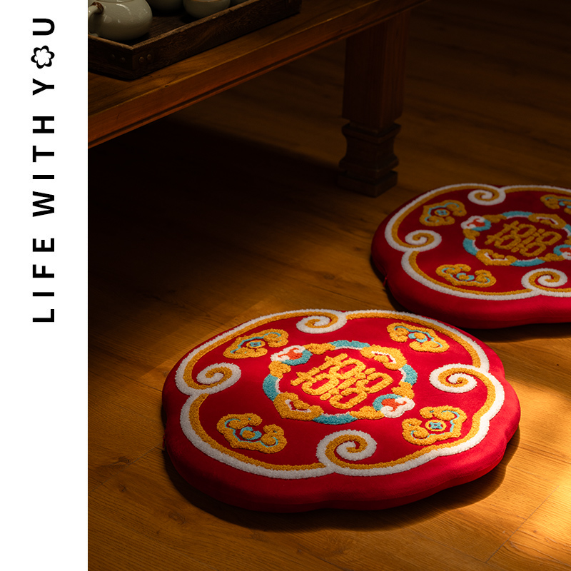 速发结婚跪垫一庆红色婚喜改口敬茶拜垫跪垫家用加厚新娘坐福垫子