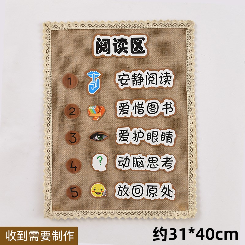 速发麻布主题区角环创幼儿园学校手工文化布意墙面壁饰装饰材置创