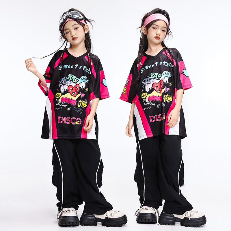 速发街舞少儿潮服嘻哈hiphop演演士架子鼓走秀套装孩爵服舞表出服