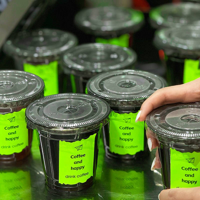 速发茶光绿咖啡杯贴纸一次性用啡杯不干胶商咖奶荧杯创意标签