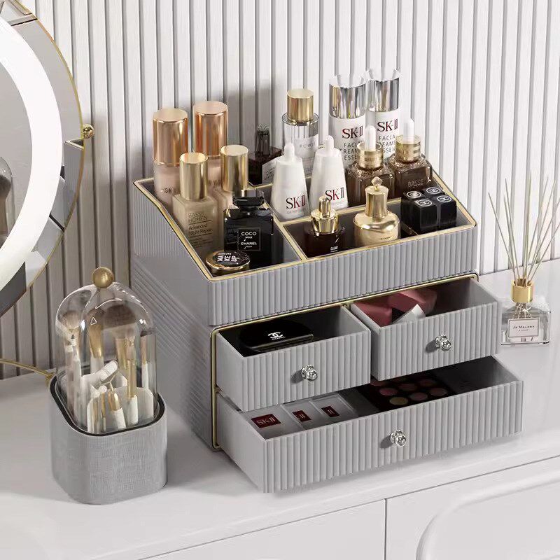 速发化妆品收纳盒高档精致大容量台02品新款梳妆2桌面首饰护肤5置