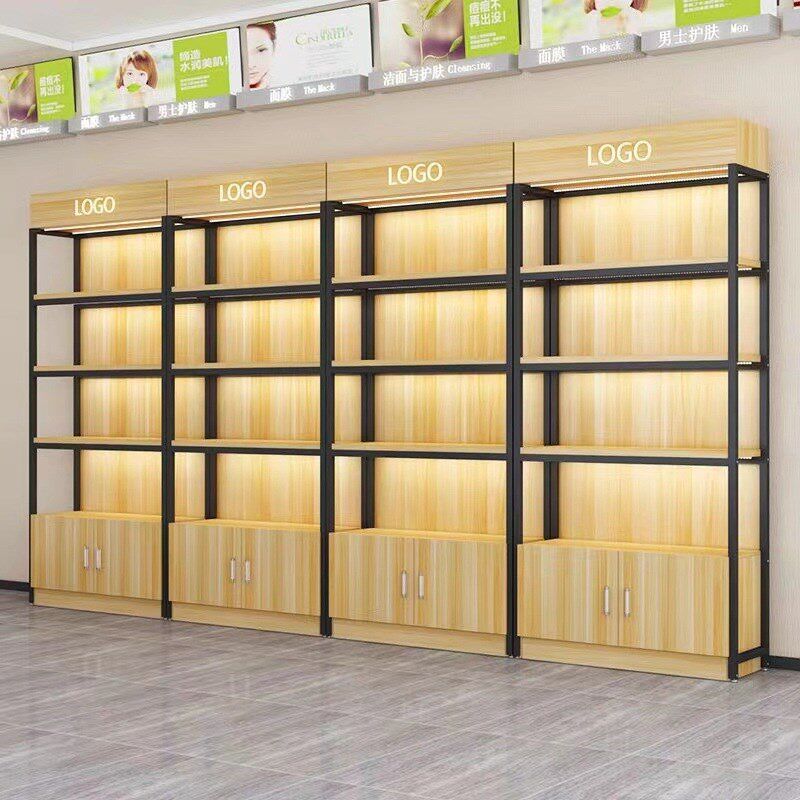 速发超市货架展示陈列架化合品展示架橱窗商品展落柜地自由组妆展