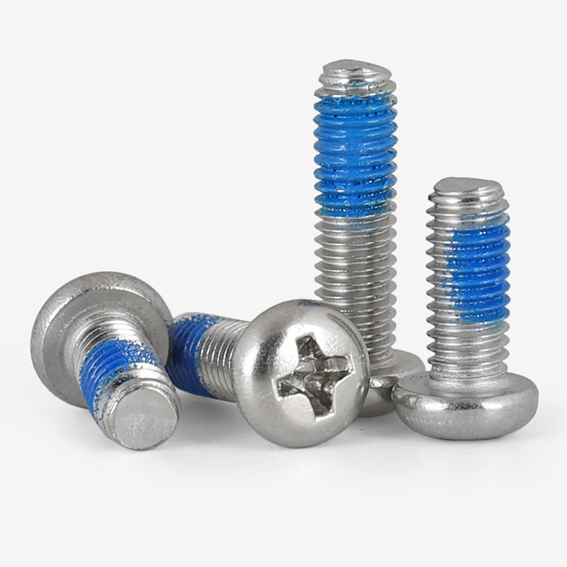 速发M1字4MM防.5M4M5M6 04不锈钢圆头十.点胶螺丝2松防滑防落蓝胶