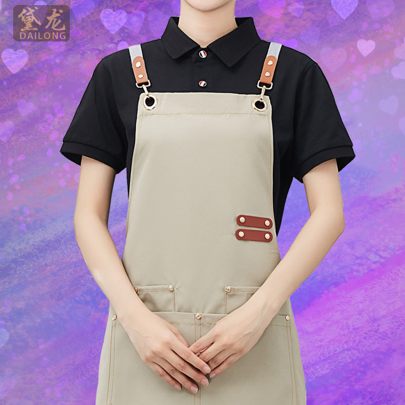 速发围裙餐饮专用工l服作ogo印啡奶茶店咖字西餐厅火锅店