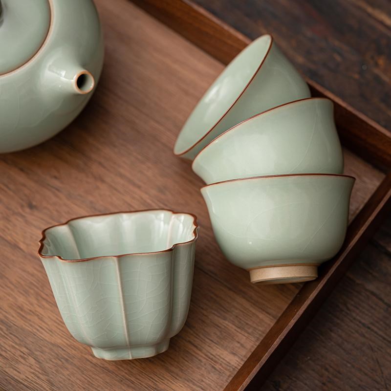 速发汝窑天青主人茶开片可养茶个大号专用杯人品茗杯茶杯茶碗杯盏