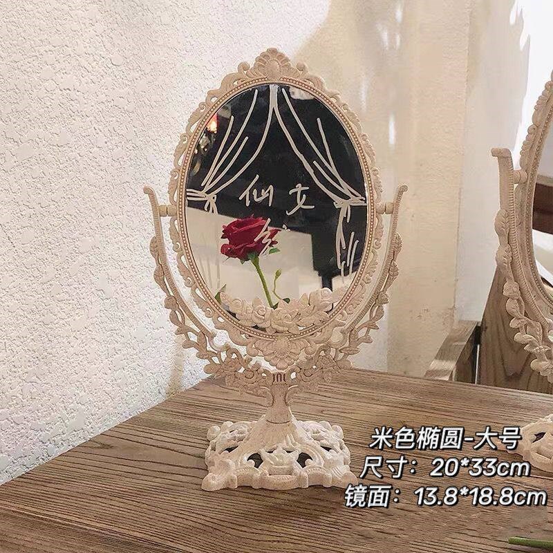 速发欧式复古化妆镜少心is古典桌面台式大号镜子双面旋转梳妆镜子