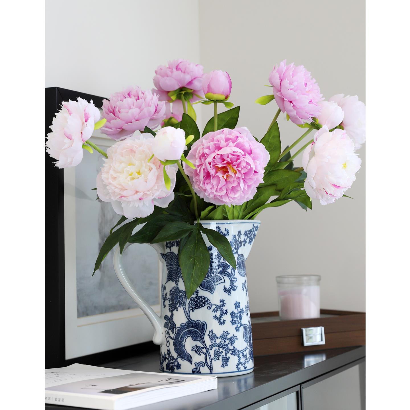 芙菡手绘青花瓷奶壶陶瓷花瓶釉下彩客厅插花水培新中式摆件大号