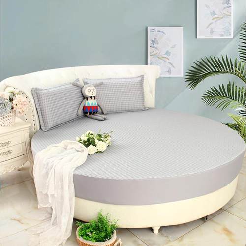 新款圆床凉席华夫格3D床笠款冰豆豆凉席三件套夏季冰丝席可机水洗