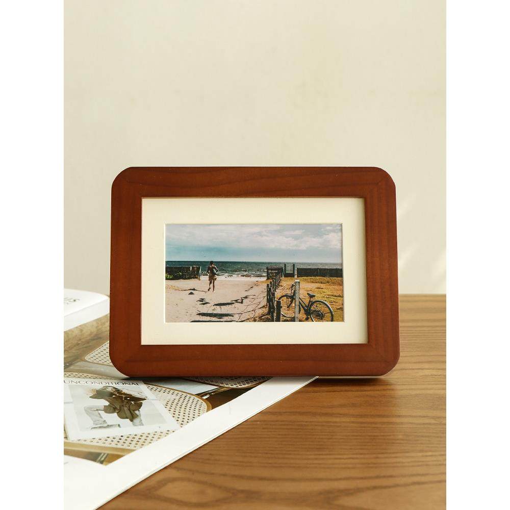 实木圆角相框桌高端洗照片定制打印加框A4制作成相册墙挂10英寸