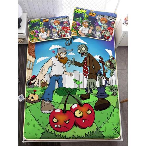 植物大战僵尸冰丝席三件套男生夏季凉感席面学生宿舍单人席子凉席