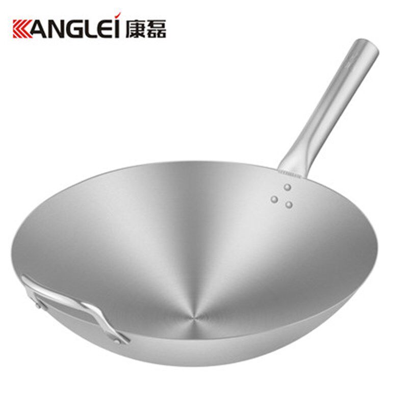 康磊不粘锅炒锅不锈钢炒菜锅家用圆底厨师商用厨房锅具