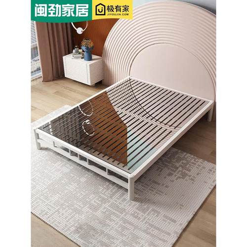 环保加厚304不锈钢床1.5m1.8米双人床榻榻米床现代简约单人钢床架
