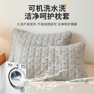 防口水头油枕套单人枕头保护套一对装48x74枕巾套夹棉枕芯内胆套