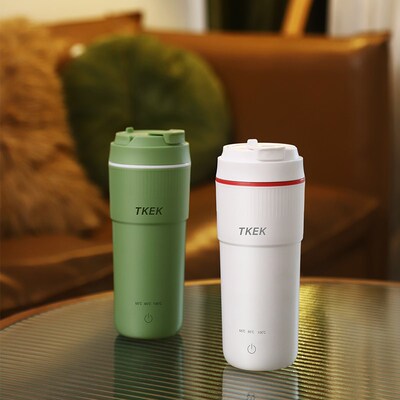 精选TKEK电热水杯烧水杯旅行便携式烧水壶可调温保温杯加热水杯电