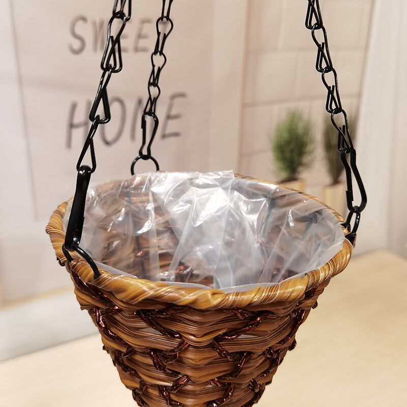 植物花篮简约创意吊篮藤编垂吊装饰插假花绿土培多用大号新款挂篮