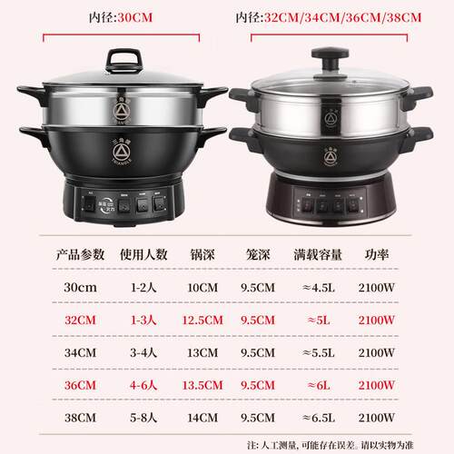 三角牌电炒锅铸铁不粘锅多功能家用电热锅电锅加厚一体式铸铁炒锅