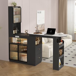 精选实木吧台桌家用隔断柜桌可伸缩一体柜小户型沙发边柜侧边储物