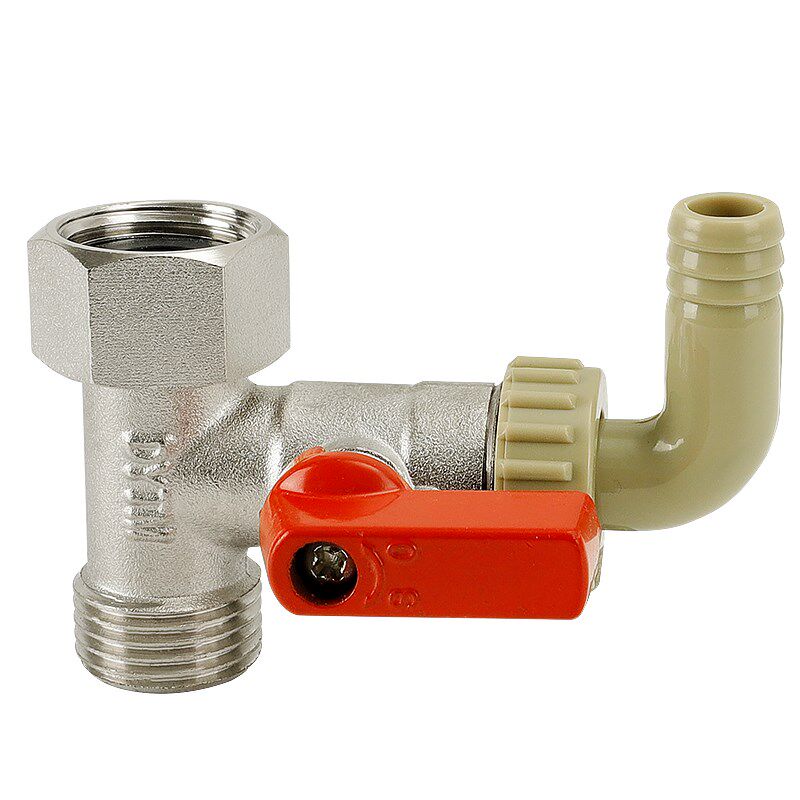 热水器排污阀全铜4分内丝活接燃气放水阀泄压阀带开关直角排水阀
