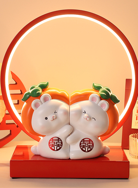 新婚礼物送新人新娘结婚客厅婚房布置装饰品好柿成双送闺密订婚礼