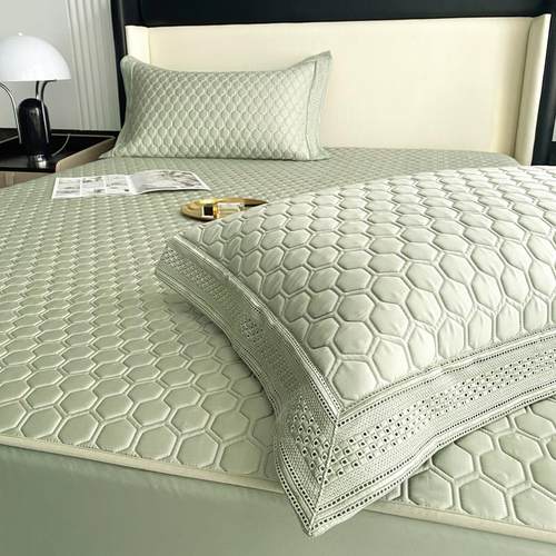 高端100支天丝可水洗乳胶席三件套夏季凉爽冰丝凉席四件套床笠款