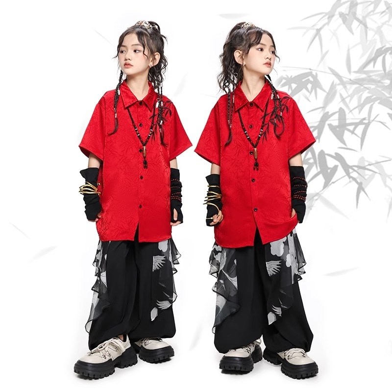 速发服舞少儿潮街嘻哈功孩国潮练男套装hiphop潮酷中国风演出服