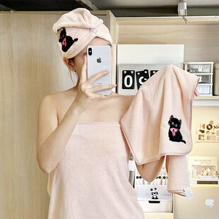 速发可情珊瑚绒毛巾浴巾干发帽套装家用吸水爱侣裹巾洗澡大毛巾