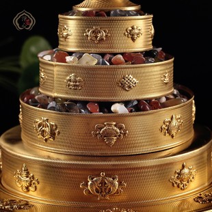 速发五明学院带茶盘大吉祥金刚曼扎盘十字杵纯铜曼托盘八号用品