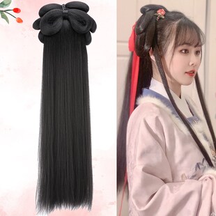 速发汉包古装丝发全发假软一体式发箍日常蝴蝶结头顶发服玉米须发
