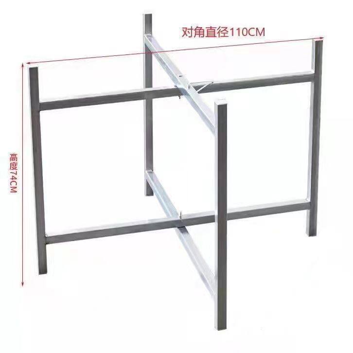 速发简易大圆桌架可折叠铁艺桌腿支架桌脚叠锈钢桌脚架餐桌折不桌