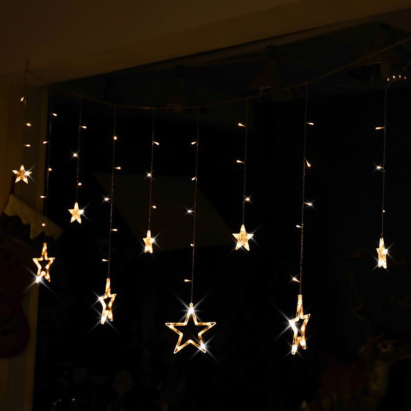 速发星星灯闪灯帘灯窗串灯圣诞装饰品卧间房室装饰场景布置灯