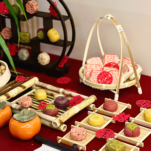 速发中式糕点装婚摆盘布甜订饰小摆件结婚礼干果盒点心托盘架子置