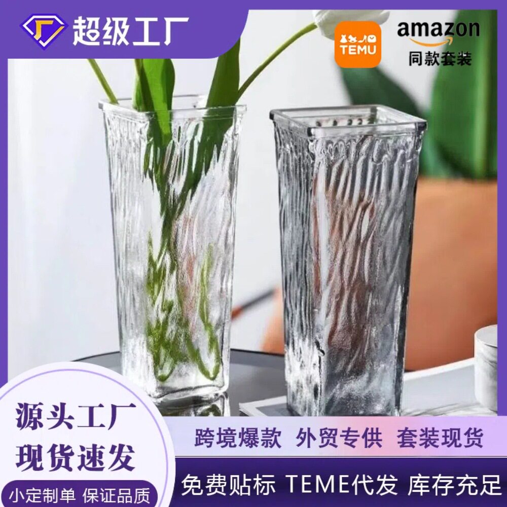 ins风玻璃花瓶简约透明插花水培鲜花绿植花瓶花器客厅餐桌摆件