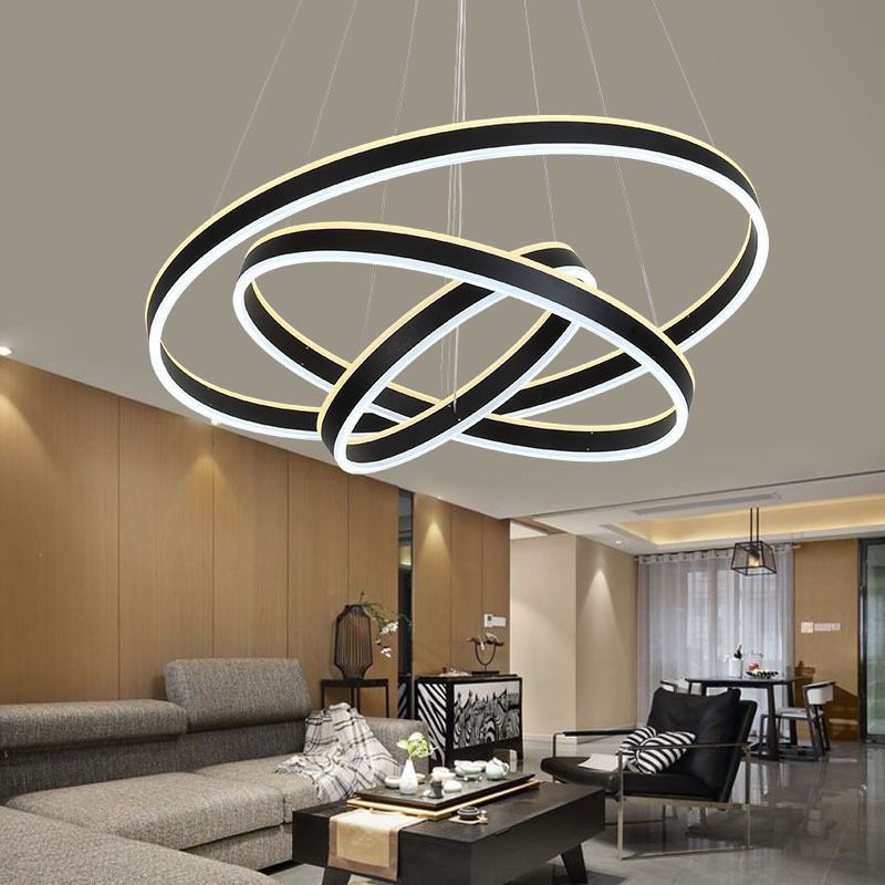 现代简约led办公室圆环形吊灯创意圆形亚克力客厅餐厅书房吧台灯