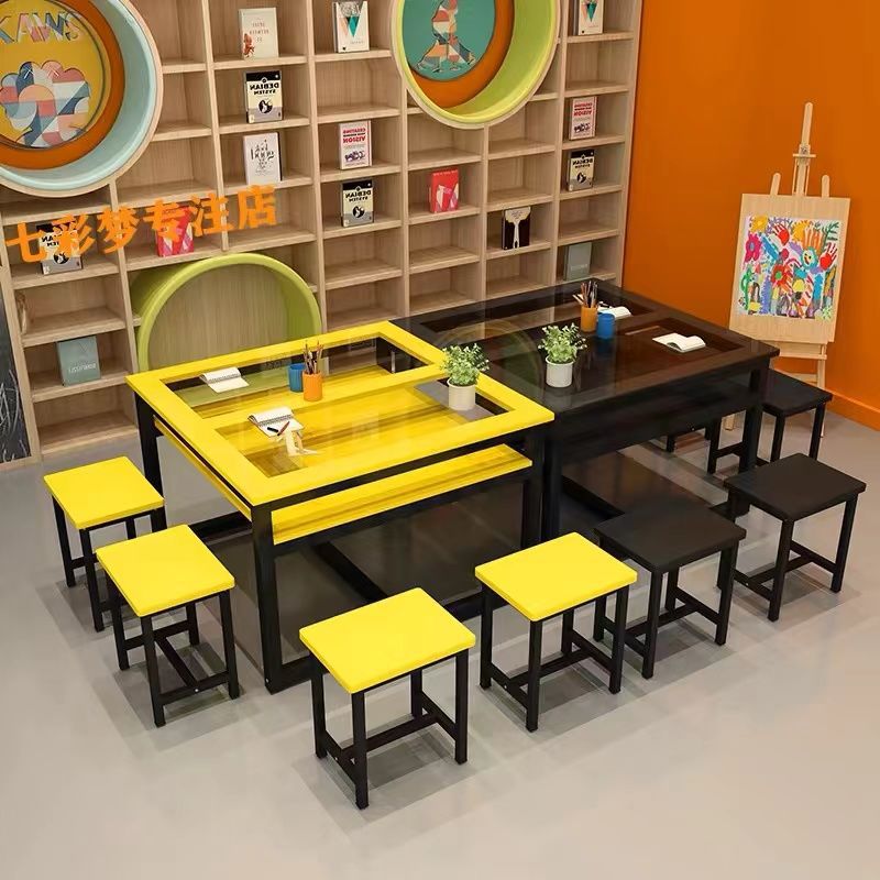 幼儿园美术画画小学钢化玻璃儿童儿童桌子画室桌书法桌桌桌子手工