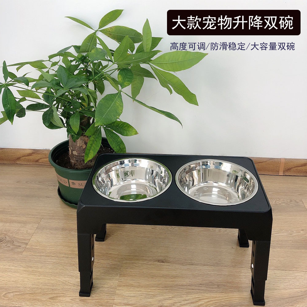 升降调节宠物碗高架不锈钢碗大型犬双碗狗喂食器折叠碗狗盆食具盆