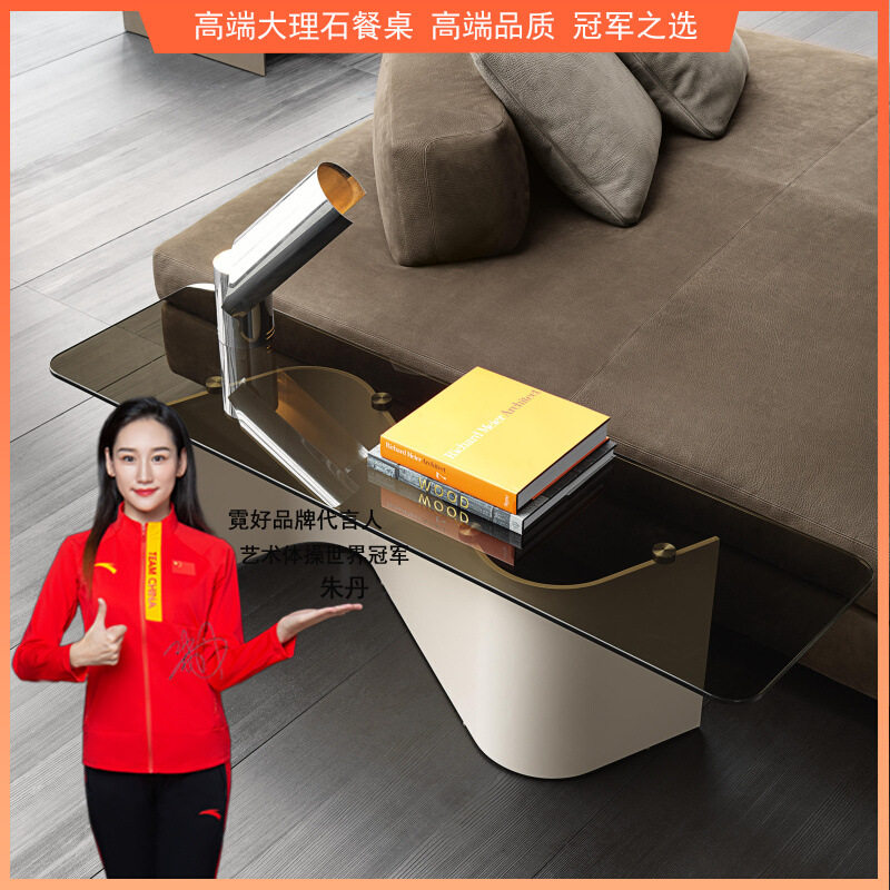 美式铁艺钢化玻璃圆茶几