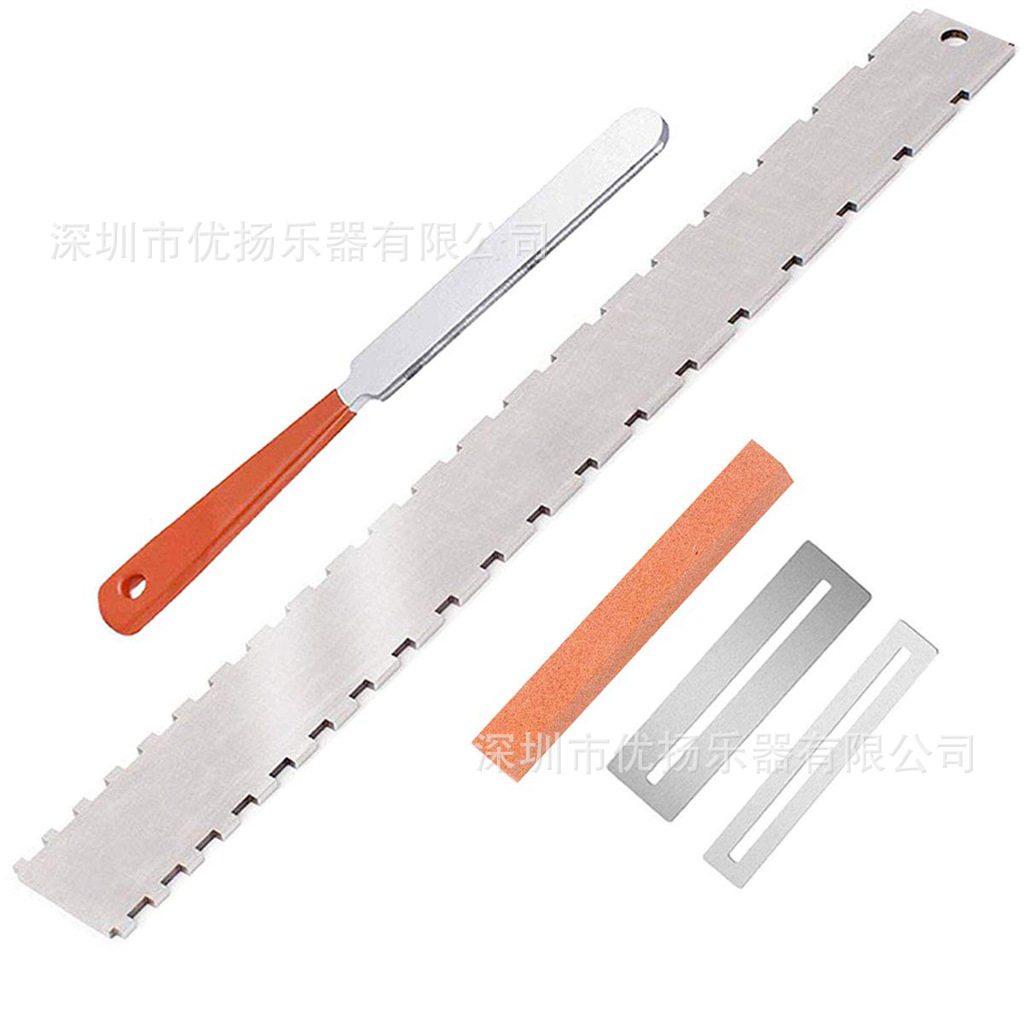 吉他指板测量尺品丝边角打磨锉刀指板打磨石品丝保护垫片套装工具