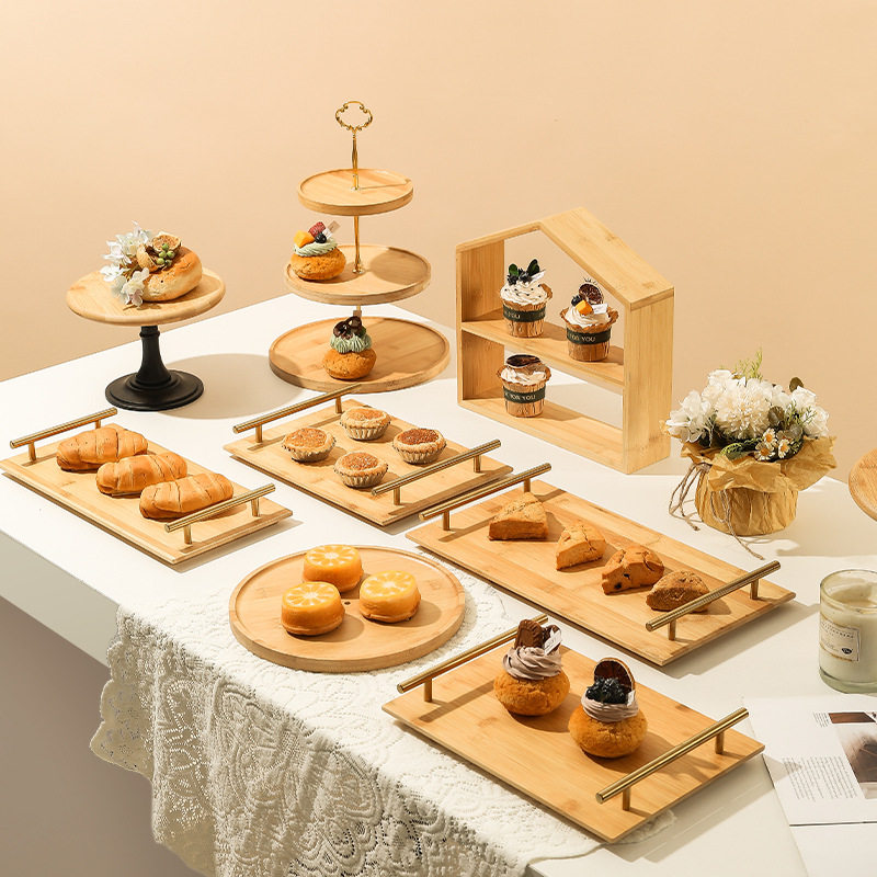 餐具蛋糕木质下午茶点心架冷餐甜品台摆件森系茶摆台托盘展示架歇