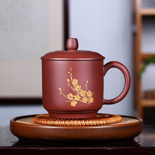 宜兴紫砂杯办公室水杯茶杯泡茶带盖杯子家用女士纯手工主人杯