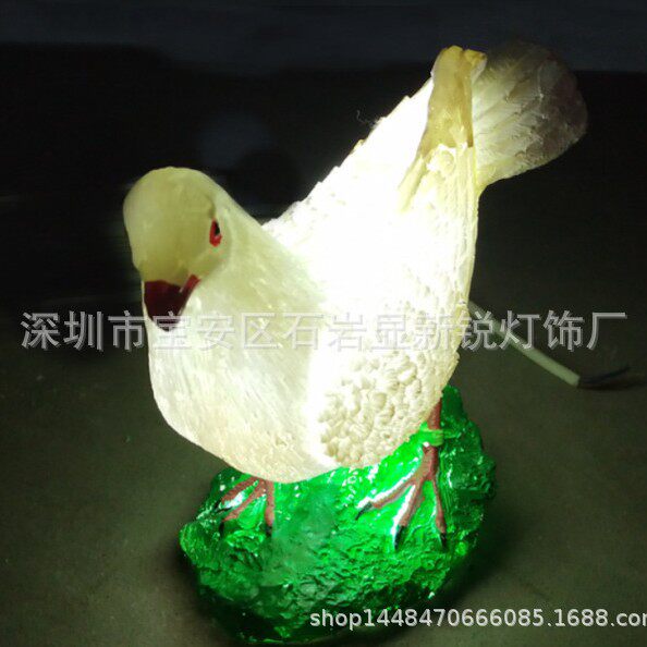 户外led飞行鸟类雕塑摆件树脂工艺鸽子大雁动物装饰挂件景观灯