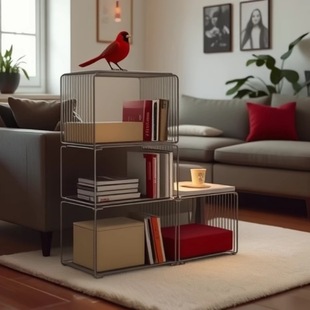工厂直供中古迷你置物架碳素钢报刊架简约茶几线条小桌子沙发边几