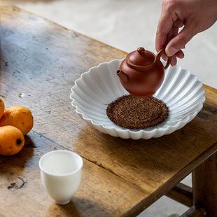 羊脂玉瓷大号壶承家用陶瓷茶具干泡台茶壶盖碗底托白瓷果盘点心盘