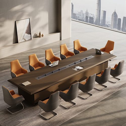 格泰大型会议桌椅组合简约现代办公家具接待会议室培训洽谈长条桌