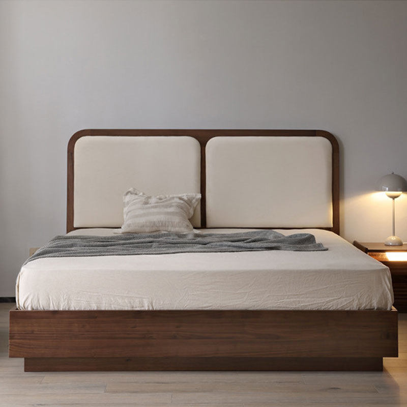 原木北美黑胡桃木实木软包简约现代婚床双人北欧实木床