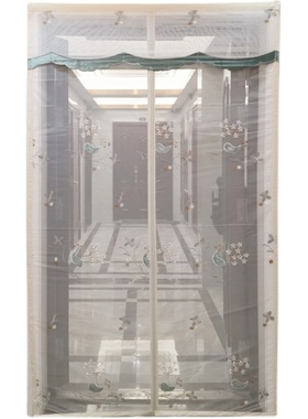 轻奢植绒纱防蚊门帘白色磁性防蚊子纱门大门房间长磁条免安装